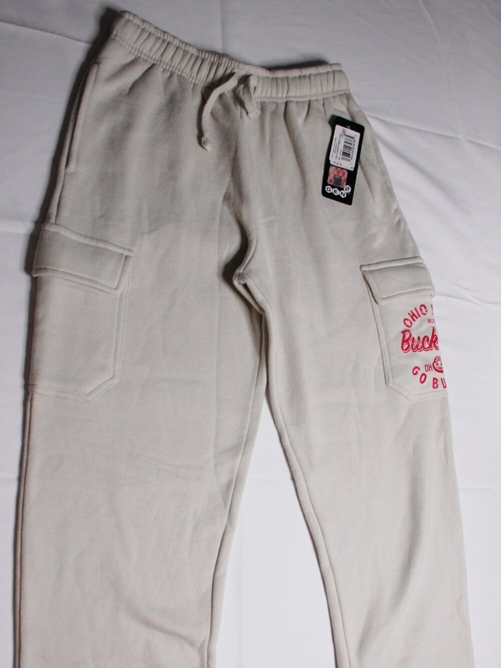 Ohio State Buckeyes Fleece Jogger Sweatpants Gen2 Cream Cargo Pocket Size M/NWT
